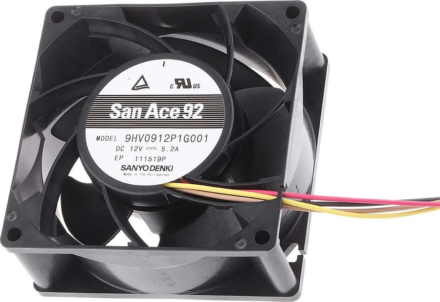 doc030515933 8007435674 9HV0912P1G001, DC Fans Fan, 92x92x38mm, 12VDC, 180CFM, High Static Pressure/Airflow, Ball, Tach/PWM Hirschmann — изображение 1