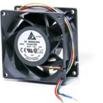 8005823368 PFC0812DE-SP07, Fan Tubeaxial 12VDC Square - 80mm L x 80mm H Ball 86.5 CFM (2.42m³/min) 4 Wire Leads Hirschmann