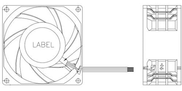 doc030723257 8007990728 PFB0824DHE-T50F, DC Fans Fan, 80x38mm, 24VDC, 132.6CFM, Ball, 3x Lead Wire, Lock Rotor Sensor, Tach, IP55 Hirschmann — изображение 1