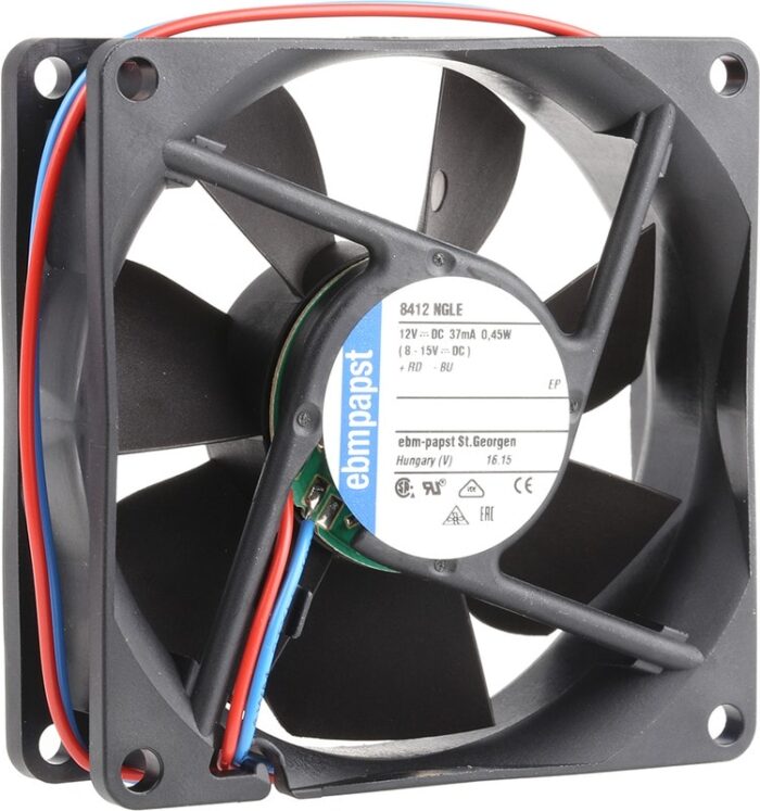 8026549546 DC axial fan, 12 V, 80 x 80 x 25 mm, 33 m³/h, 12 dB, slide bearing, ebm-papst 8412 NGLE Hirschmann — изображение 7