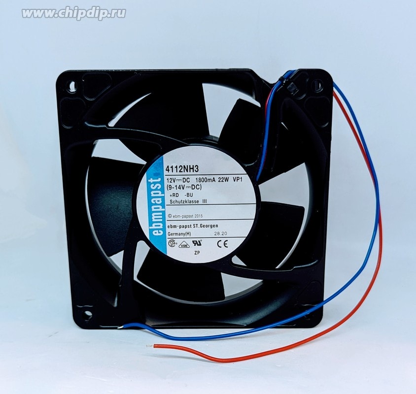 doc031609624 8021965939 Вентилятор Ebmpapst 4112NH3 DC 12V 1800mA 22W 120x38 2pin Hirschmann — изображение 1