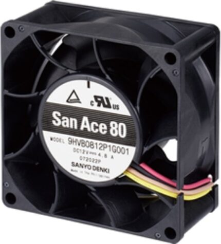 8008704037 9HVB0812P1G001, Fan Tubeaxial 12VDC Square - 80mm L x 80mm H Ball 141.3 CFM (3.96m³/min) 4 Wire Leads Hirschmann