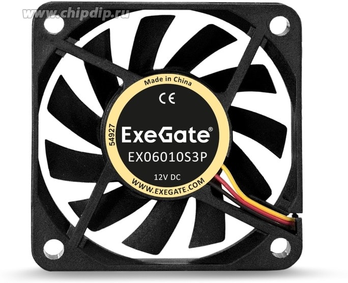 doc031880301 9000938124 EX06010S3P, Вентилятор ExeGate 60x60x10 мм, подшипник скольжения, 3pin, 3500RPM, 25dBA Hirschmann — изображение 1