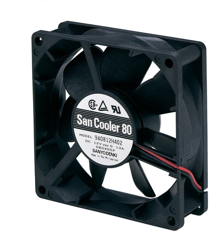 doc032051371 8006103345 9A0824S401, Fan Tubeaxial 24VDC Square - 80mm L x 80mm H Ball 42.4 CFM (1.19m³/min) 3 Wire Leads Hirschmann — изображение 1