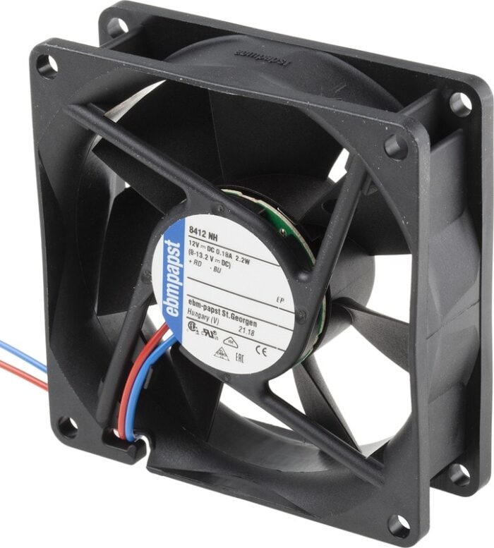 8009102097 8412NH, 8400 N Series Axial Fan, 12 V dc, DC Operation, 79m³/h, 2.1W, 180mA Max, 80 x 80 x 25mm Hirschmann — изображение 2