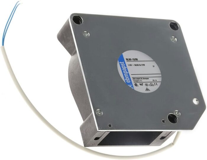 8005770239 RL90-18/06, Fan Blower, Flatpak 115VAC Square - 121mm L x 121mm H Ball 24.7 CFM (0.692m³/min) 2 Wire Leads Hirschmann — изображение 2