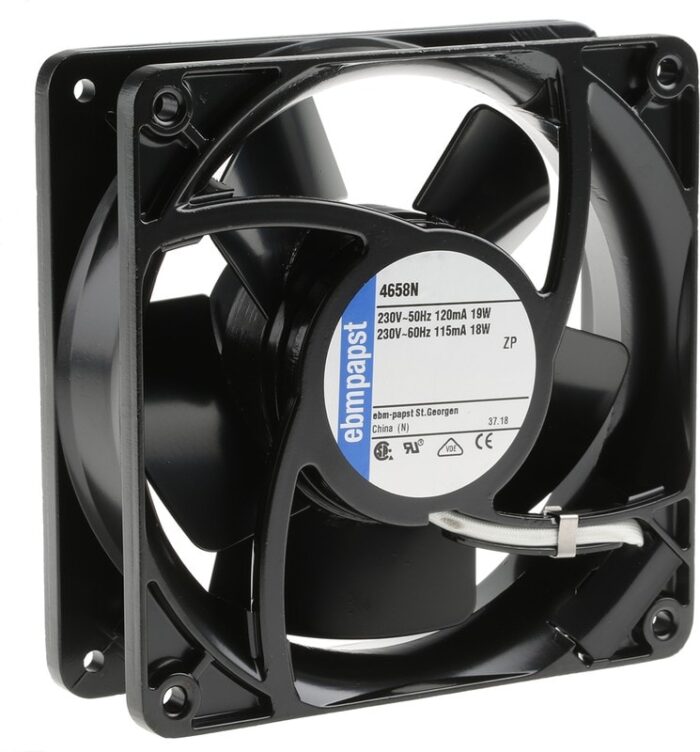 8006154167 4658N, Fan Tubeaxial 230VAC Square - 119mm L x 119mm H Ball 99.9 CFM (2.80m³/min) 2 Terminals Hirschmann — изображение 8