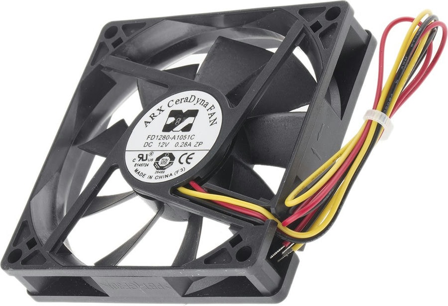 doc033411395 8002720979 FD1280-A1051C3AL, CeraDyna Series Axial Fan, 12 V dc, DC Operation, 61m³/h, 2.52W, 210mA Max, 80 x 80 x 15mm Hirschmann — изображение 1