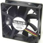 8005852496 9S0812F401, Fan Tubeaxial 12VDC Square - 80mm L x 80mm H Ball 32.8 CFM (0.918m³/min) 3 Wire Leads Hirschmann