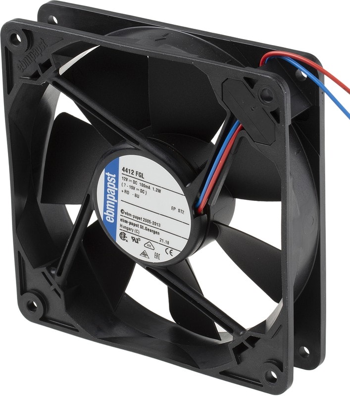 doc033631765 8006091199 4412FGL, Fan Tubeaxial 12VDC Square - 119mm L x 119mm H Sintec 55.0 CFM (1.54m³/min) 2 Wire Leads Hirschmann — изображение 1