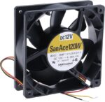 8007257637 9WP1212H1011, DC Fans DC Axial Fan, 120x120x38mm, 12VDC, 99CFM, Splash Proof, Ribless, Tach, IP68 Hirschmann