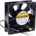 8007257637 9WP1212H1011, DC Fans DC Axial Fan, 120x120x38mm, 12VDC, 99CFM, Splash Proof, Ribless, Tach, IP68 Hirschmann