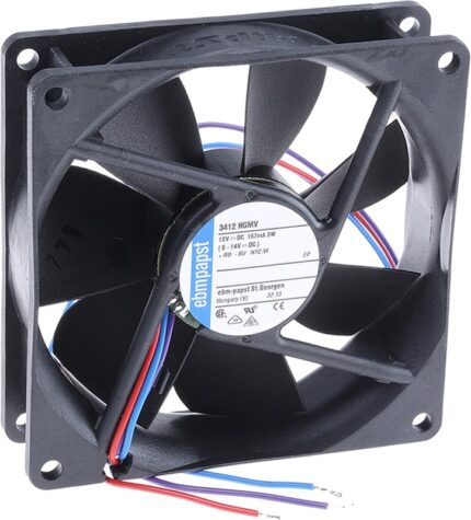 8001492945 3412NGMV, DC Fan Axial Sintec-Sleeve Bearing 12V 8V to 14V 42.38CFM 28dB 92 X 92 X 25.4mm Hirschmann