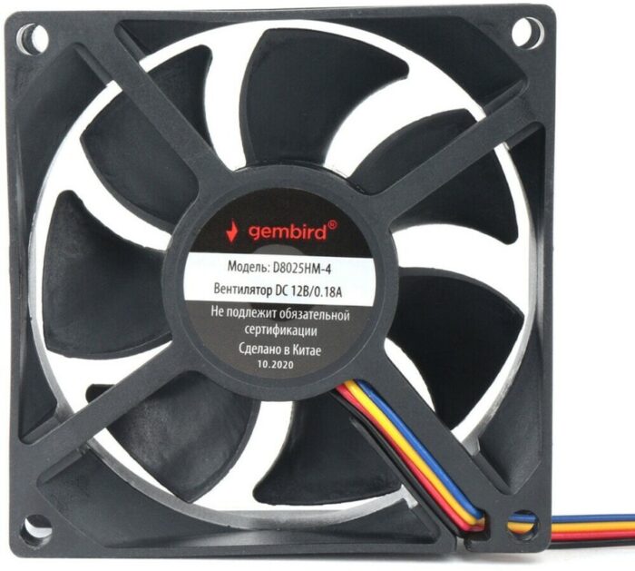 8048463371 Вентилятор Gembird D8025HM-4, 80x80x25, гидродин.подшипник, 4pin, провод 30см Hirschmann — изображение 5