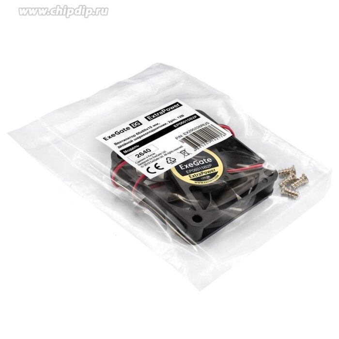 8023545754 EX295226RUS, Вентилятор 12В DC ExeGate ExtraPower EP06015B2P (60x60x15 мм, 2-Ball (двойной шарикоподшипник), 2pin, 5000RPM, 34dBA) Hirschmann — изображение 8