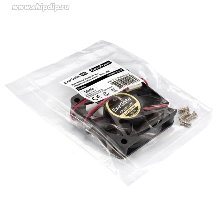 9001346295 EP06015S2P, Вентилятор 12В DC ExeGate, 60x60x15 мм, Sleeve bearing (подшипник скольжения), 2pin, 4800RPM, 32dBA Hirschmann — изображение 5