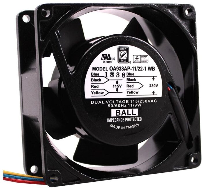 8005183926 OA938AP-11/22-1WB, AC Fans Axial Fan, 92x92x38mm, 115/230VAC, 41CFM, 11W/9W, 33dBA, Ball, Wire Hirschmann — изображение 2