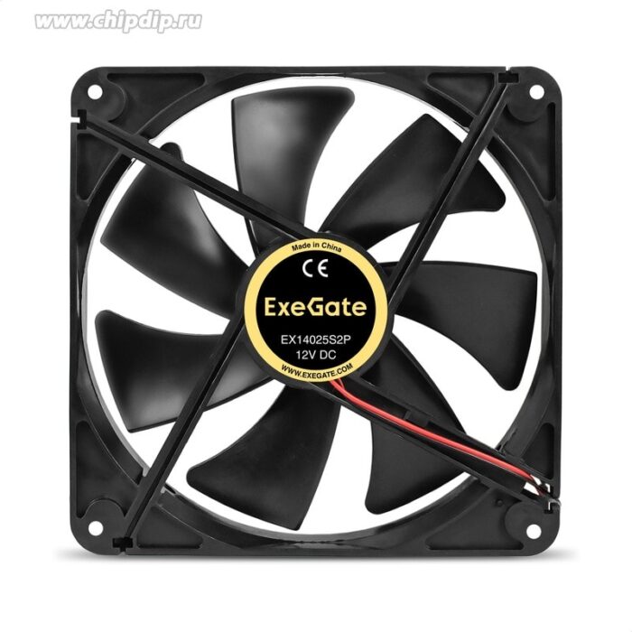 9001379171 Вентилятор 12В DC ExeGate EX14025S2P (140x140x25 мм, Sleeve bearing (подшипник скольжения), 2pin (разъем 2.54), 1200RPM, 24dBA) Hirschmann — изображение 2