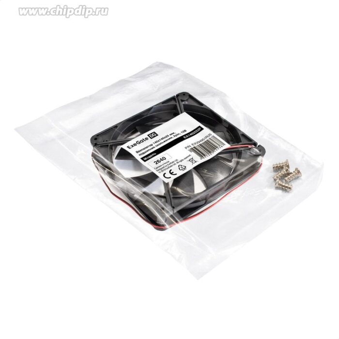 9001379171 Вентилятор 12В DC ExeGate EX14025S2P (140x140x25 мм, Sleeve bearing (подшипник скольжения), 2pin (разъем 2.54), 1200RPM, 24dBA) Hirschmann — изображение 5