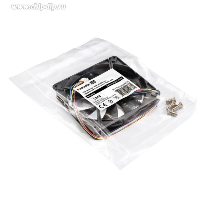 8023545774 EX295248RUS, Вентилятор 12В DC ExeGate EX14025S4P-PWM (140x140x25 мм, Sleeve bearing (подшипник скольжения), 4pin, PWM, 0-1200 RPM, 0-24dBA) Hirschmann — изображение 7