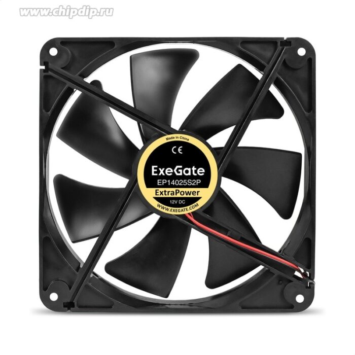 9001321119 Вентилятор 12В DC ExeGate ExtraPower EP14025S2P (140x140x25 мм, Sleeve bearing (подшипник скольжения), 2pin, 1600RPM, 31dBA) Hirschmann — изображение 4