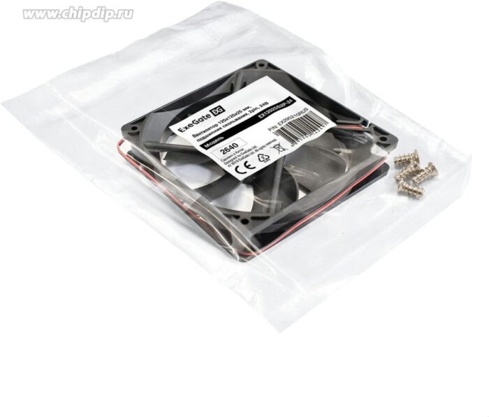 8023545741 EX295210RUS, Вентилятор 24В DC ExeGate EX12025S2P-24 (120x120x25 мм, Sleeve bearing (подшипник скольжения), 2pin, 2100RPM, 34dBA) Hirschmann — изображение 7