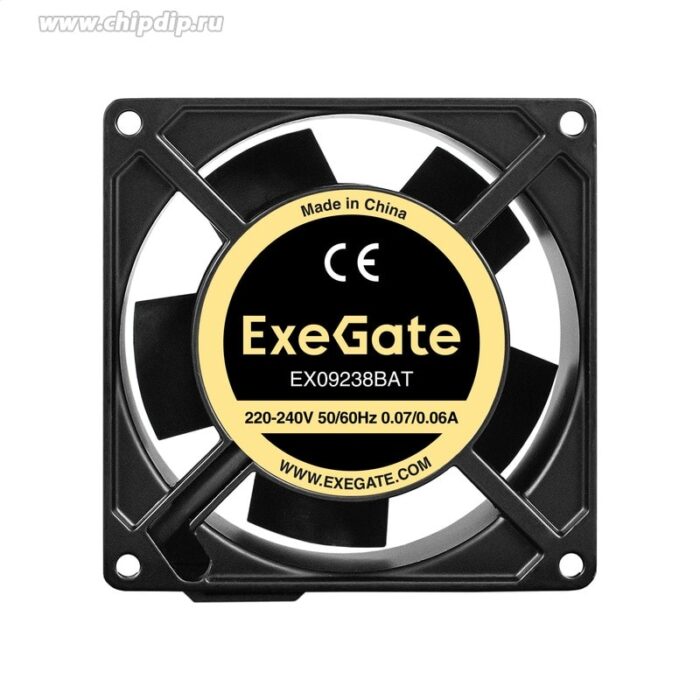 8023449820 EX289010RUS, Вентилятор 220В AC ExeGate EX09238BAT (92x92x38 мм, 2-Ball (двойной шарикоподшипник), клеммы, 2800RPM, 40dBA) Hirschmann — изображение 2