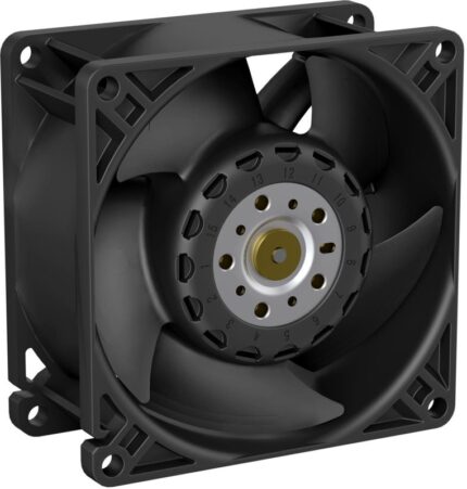 8008028604 8315100135, DC Fans Axial Fan, 80x80x38mm, 48VDC, 127CFM, 94W, 76dBA, 310mm Wire, Tach/PWM, IP10 Hirschmann