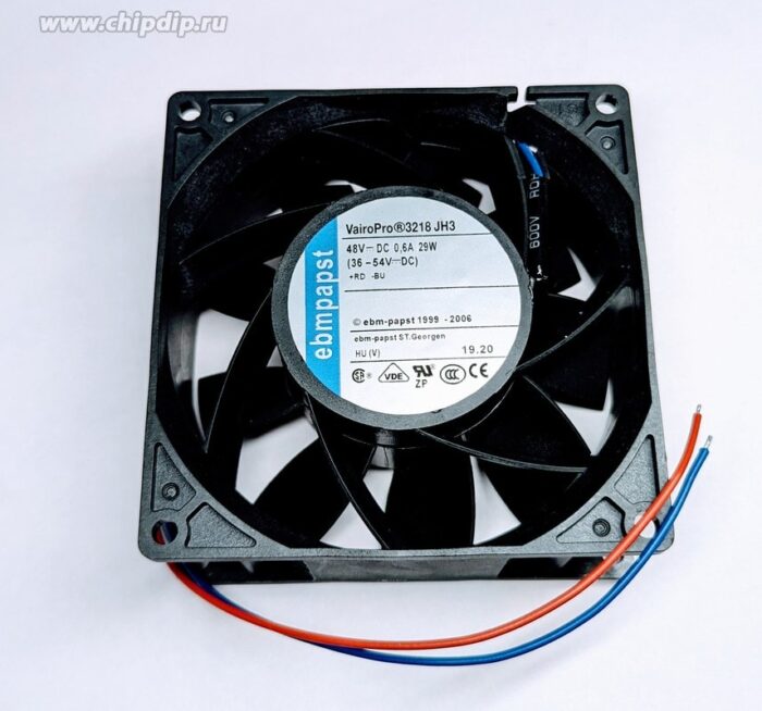 8025395417 Вентилятор Ebmpapst 3218 JH3 48V DC 0.6A 29W 92x 38 2pin () Hirschmann — изображение 5