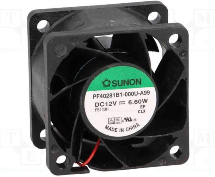 8008670093 PF40281B1-000U-A99, Fan Tubeaxial 12VDC Square - 40mm L x 40mm H Ball 24.9 CFM (0.697m³/min) 2 Wire Leads Hirschmann — изображение 3