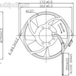 8025280463 Вентилятор Krubo K-AC15055-A230-31 220V 44W 0.44A 172x150x38 Hirschmann
