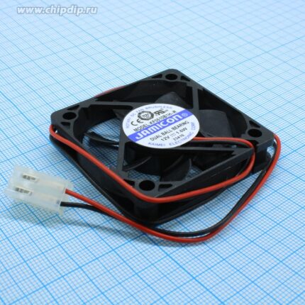 8025942797 KF0510B1H-R, (50*50*10 12V), Вентилятор 12В DC, 50х50х10мм, 5200об/мин., 0,37м3/мин, подшипник качения, тип вывода - провод с разъемом Hirschmann