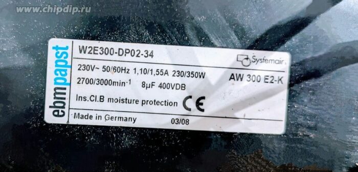 8018973275 Вентилятор Ebmpapst W2E300-DP02-34 230V 50/60Hz 55A 230/350W () Hirschmann — изображение 3