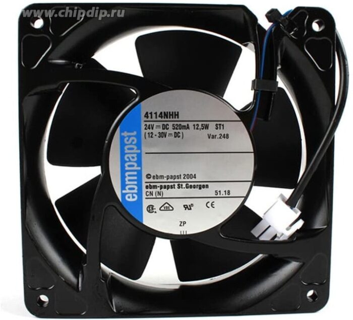 8014725139 Вентилятор Ebmpapst 4114NHH 24V 12.5W 120x38 2pin железный корпус Hirschmann — изображение 2