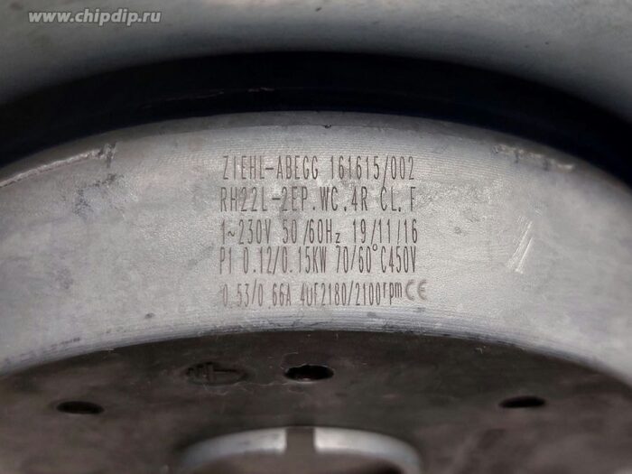 8026337044 Вентилятор ZIEHL-ABEGG 161615/002 RH22L-2EP.WC.4R 230V 50/60Hz 0.53/0.66A 4pin Hirschmann — изображение 2