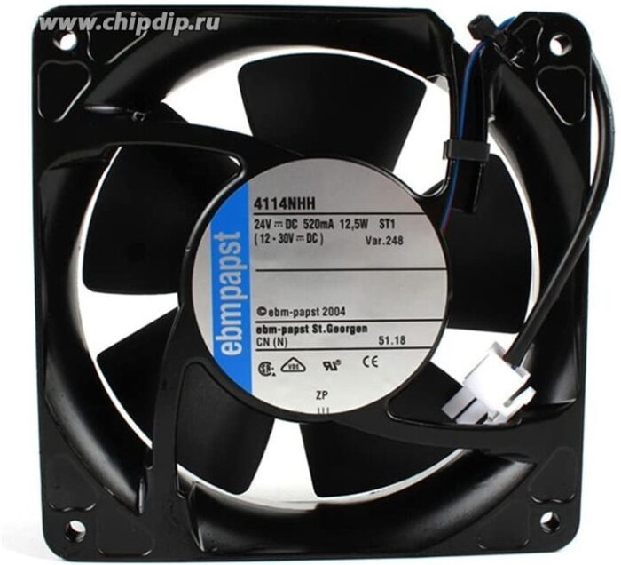 8014725139 Вентилятор Ebmpapst 4114NHH 24V 12.5W 120x38 2pin железный корпус Hirschmann — изображение 9