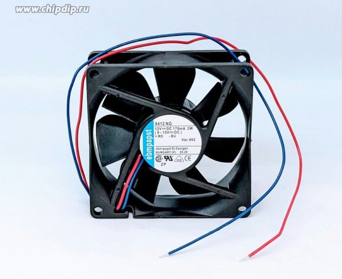 8009100740 8412NG, 8400 N Series Axial Fan, 12 V dc, DC Operation, 69m³/h, 2W, 167mA Max, 80 x 80 x 25mm Hirschmann — изображение 8