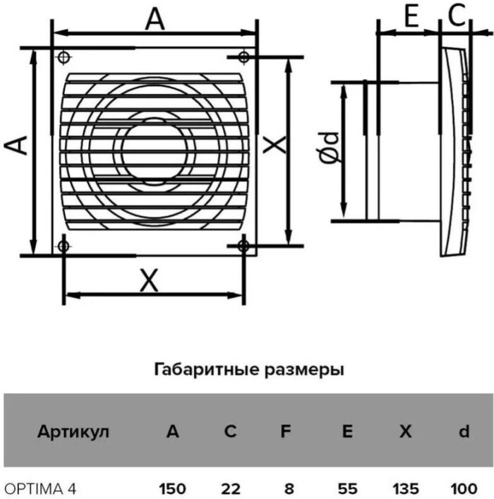 8010442194 Вентилятор вытяжной осевой 100мм бел. AURAMAX OPTIMA 4 Hirschmann — изображение 4