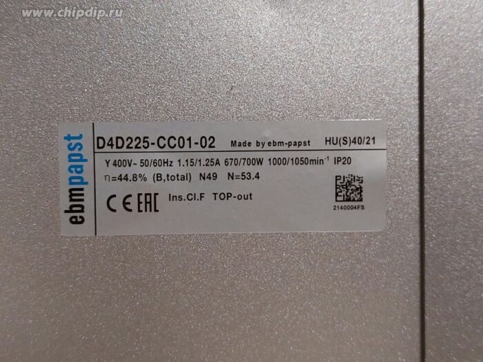8027115581 Вентилятор Ebmpapst D4D225-CC01-02 400V 50/60Hz 1.15/1.25A 670/700W 1000/1050min-1 Hirschmann — изображение 2