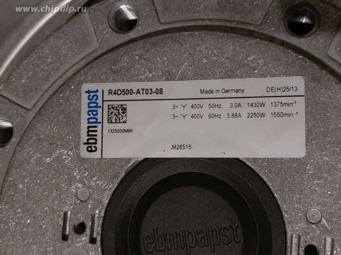 8027115587 Вентилятор Ebmpapst R4D500-AT03-08 400V 50/60Hz 3.0/3.88A 1430/2250W 1375/1550min-1 Hirschmann — изображение 2