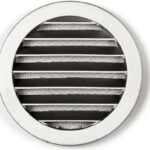 8020554173 Решетка металлическая наружная уличная, круглая, диаметр фланца 125 мм, с антимоскитной защитной стальной сеткой и наклонными ... Hirschmann