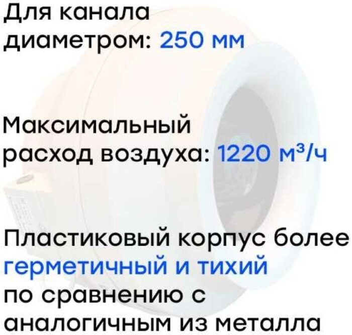 8013617012 Вентилятор канальный круглый V(AC1/D)- 250 (пластиковый корпус) (0,16 кВт; 0,75А) УН-00006231 Hirschmann — изображение 2