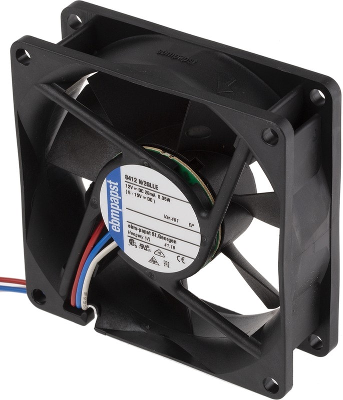 doc041028353 8009482657 8412N/2GLLE-451, 8400 N Series Axial Fan, 12 V dc, DC Operation, 20m³/h, 350mW, 80 x 80 x 25mm Hirschmann — изображение 1
