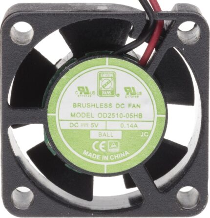 8009691703 Axial Fan, 5 V dc, DC Operation, 4.6m³/h, 700mW, 140mA Max, 25 x 25 x 10mm Hirschmann