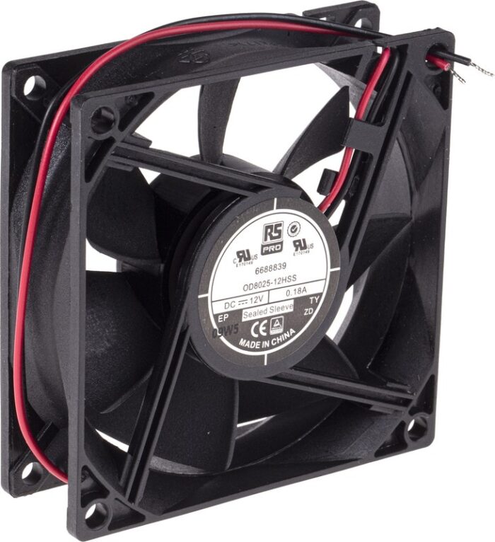 8009694153 Axial Fan, 12 V dc, DC Operation, 68m³/h, 2.9W, 250mA Max, 80 x 80 x 25mm Hirschmann — изображение 2