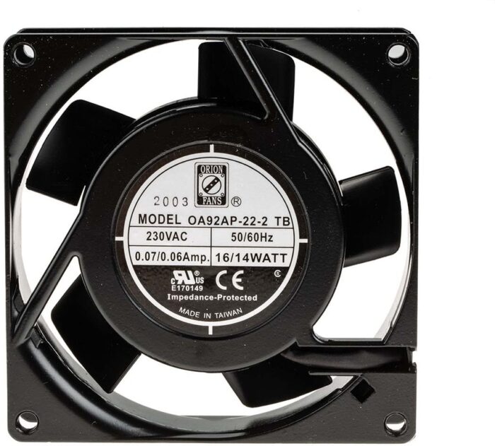 8009695598 Axial Fan, 230 V ac, AC Operation, 27cfm, 10W, 60mA Max, 92 x 92 x 26mm Hirschmann — изображение 4