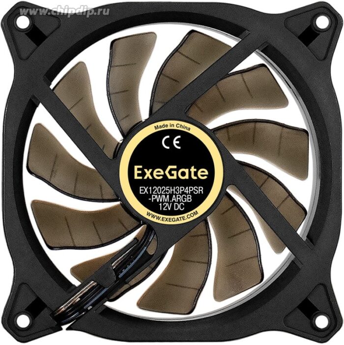 8028910599 EX295969RUS, Вентилятор с подсветкой ExeGate EX12025H3P4PSR-PWM.ARGB (120x120x25, ARGB, Hydraulic bearing (гидродинамический), 4pin + 3pin, Hirschmann — изображение 4