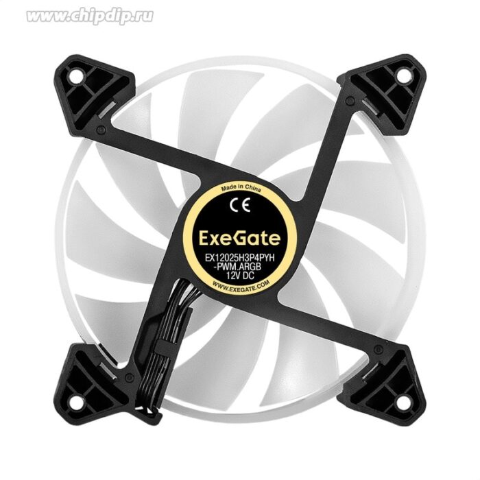 8028910598 EX295968RUS, Вентилятор с подсветкой ExeGate EX12025H3P4PYH-PWM.ARGB (120x120x25, ARGB, Hydraulic bearing (гидродинамический), 4pin + 3pin, Hirschmann — изображение 4