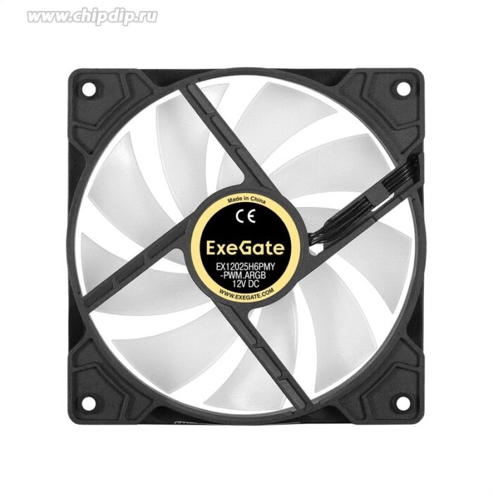 8028910601 EX295971RUS, Вентилятор с подсветкой ExeGate EX12025H6PMY-PWM.ARGB (120x120x25 мм, ARGB, Hydraulic bearing (гидродинамический), 6pin, 1200RP Hirschmann — изображение 4