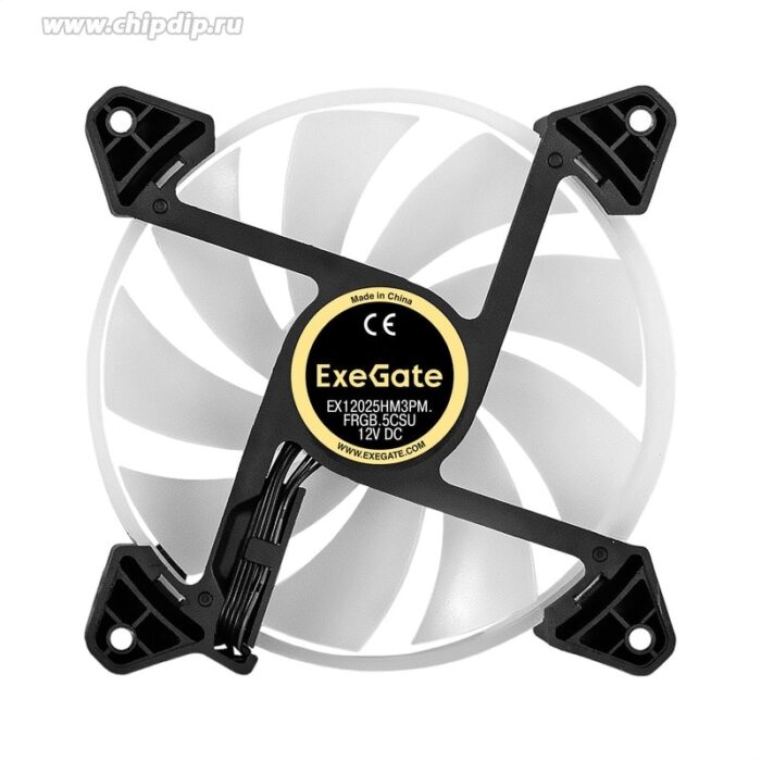 9001487813 EX295966RUS, Вентилятор 12В DC с подсветкой ExeGate EX12025HM3PM.FRGB.5CSU (120x120x25 мм, Hydraulic bearing (гидродинамический), 3pin+Molex Hirschmann — изображение 4